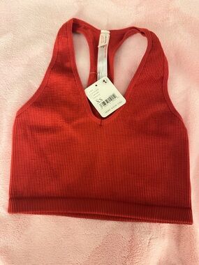 Free People Ribbed Red Racerback Sport Bra